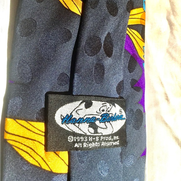 Fred & Barney Flinstone Music party Necktie Tie green,blue,yellow,black - Picture 3 of 3